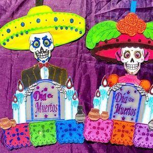 Couple Catrin & Catrina Día de muerto wall foam decor